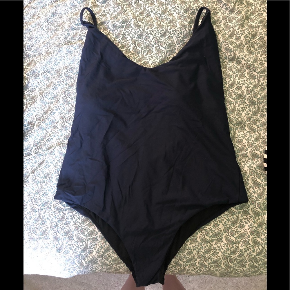 Jcrew navy ruched back one piece